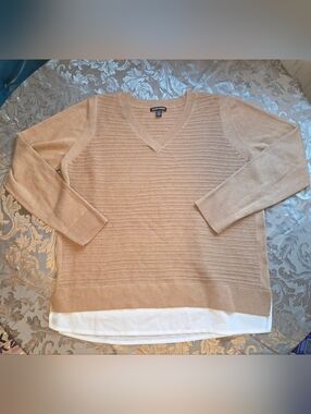 Hilary Radley Caramel Layered Sweater Blouse